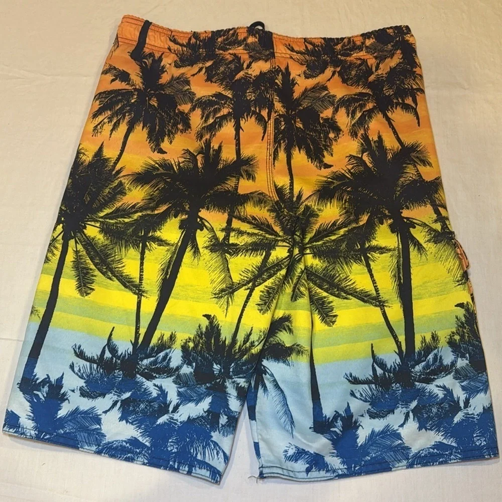 Hang Ten Boy's Multi Tropical Print Ombre Board Shorts  Size Boys Large EUC